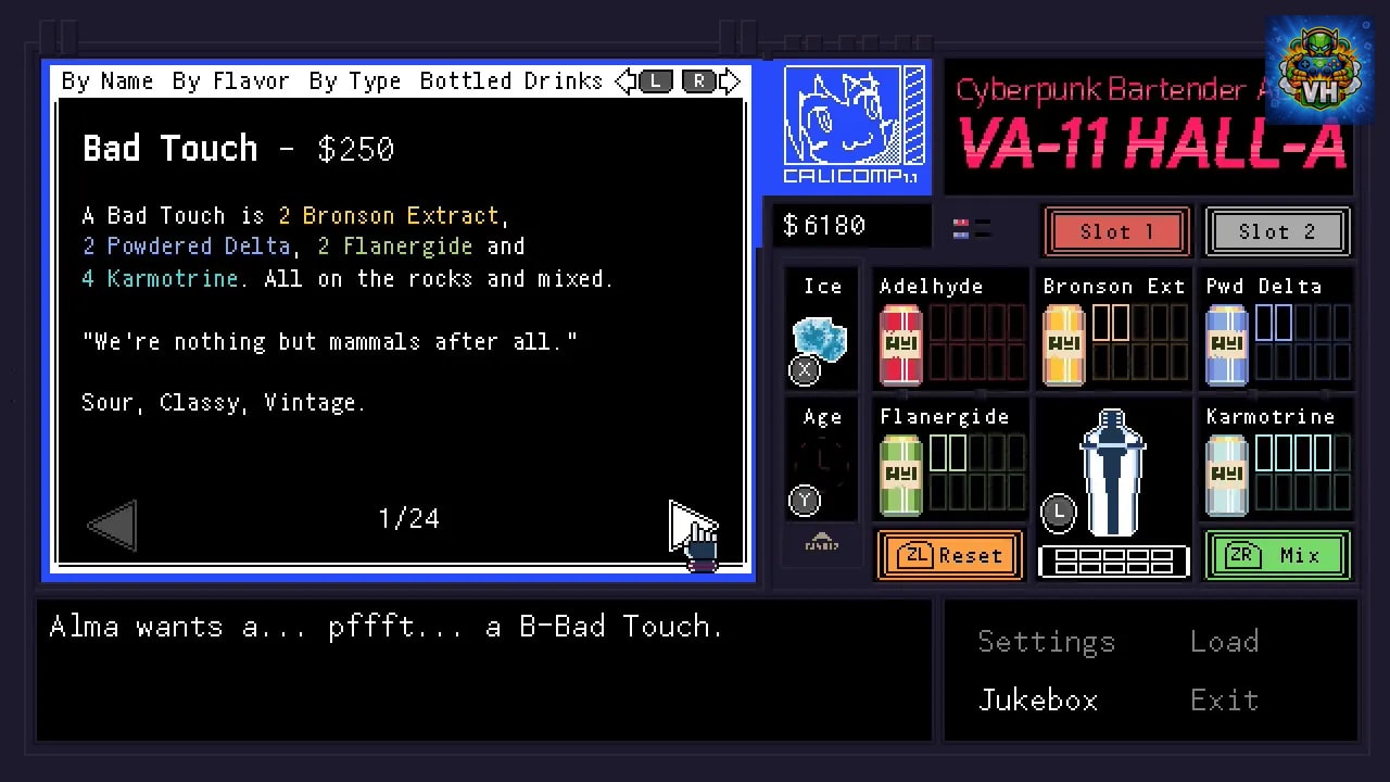 VA-11 Hall-A: Cyberpunk Bartender Action Nintendo Switch - ảnh màn hình 5