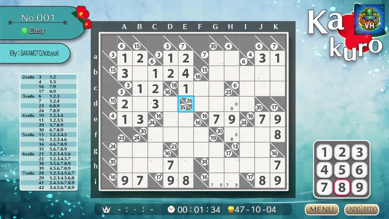 Puzzle by Nikoli S Kakuro Nintendo Switch - ảnh màn hình 4