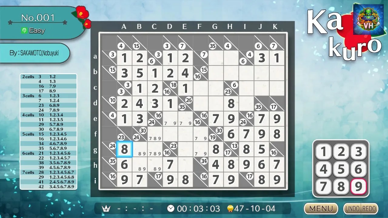 Puzzle by Nikoli S Kakuro Nintendo Switch - ảnh màn hình 3